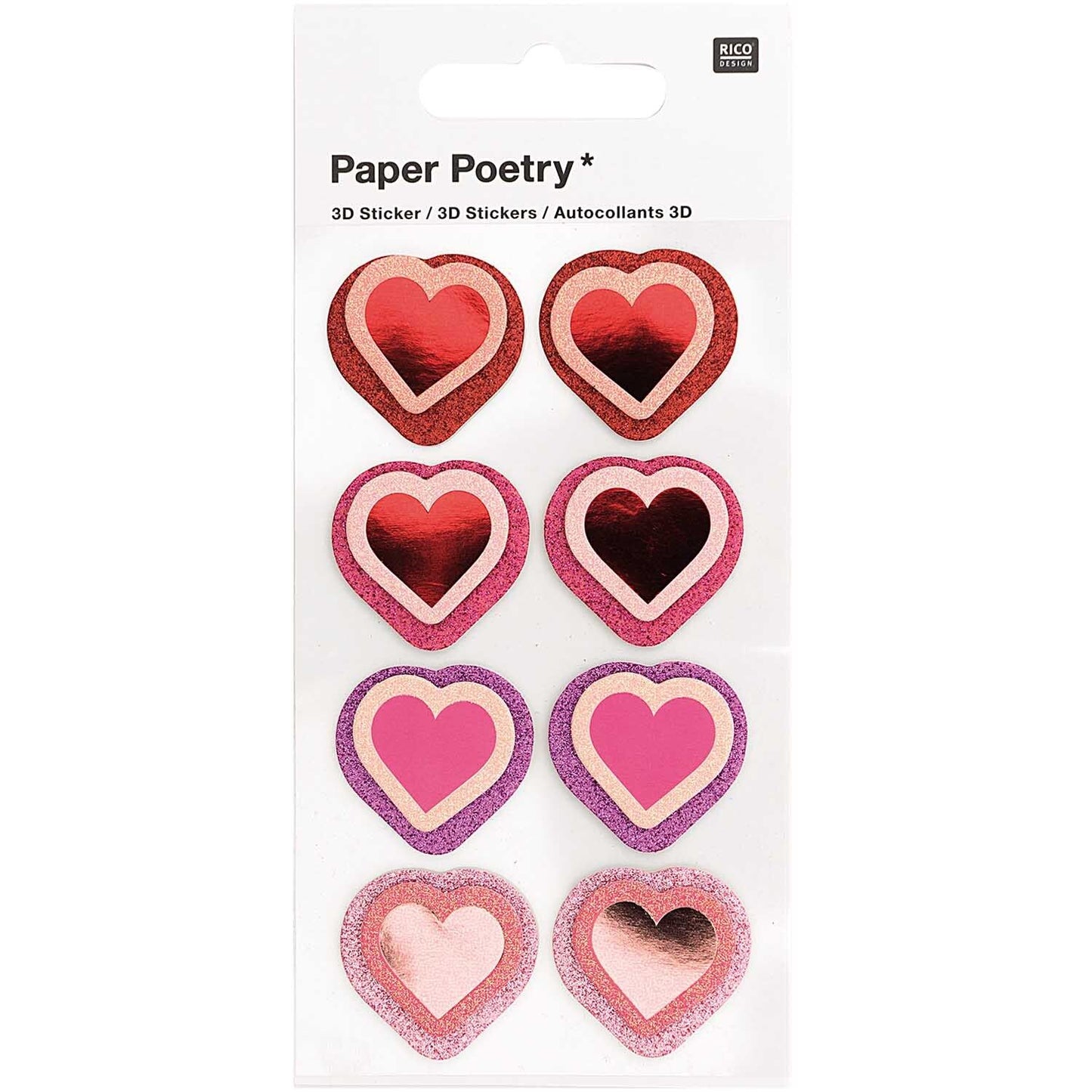 Paper Poetry 3D-Sticker Herzen