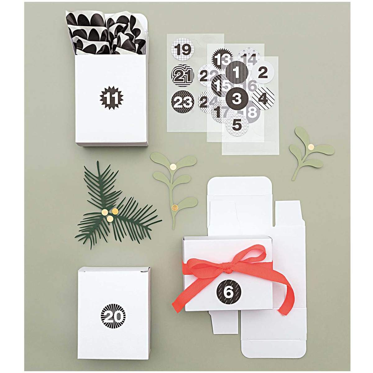 Paper Poetry Adventskalender Sticker, schwarz-weiß