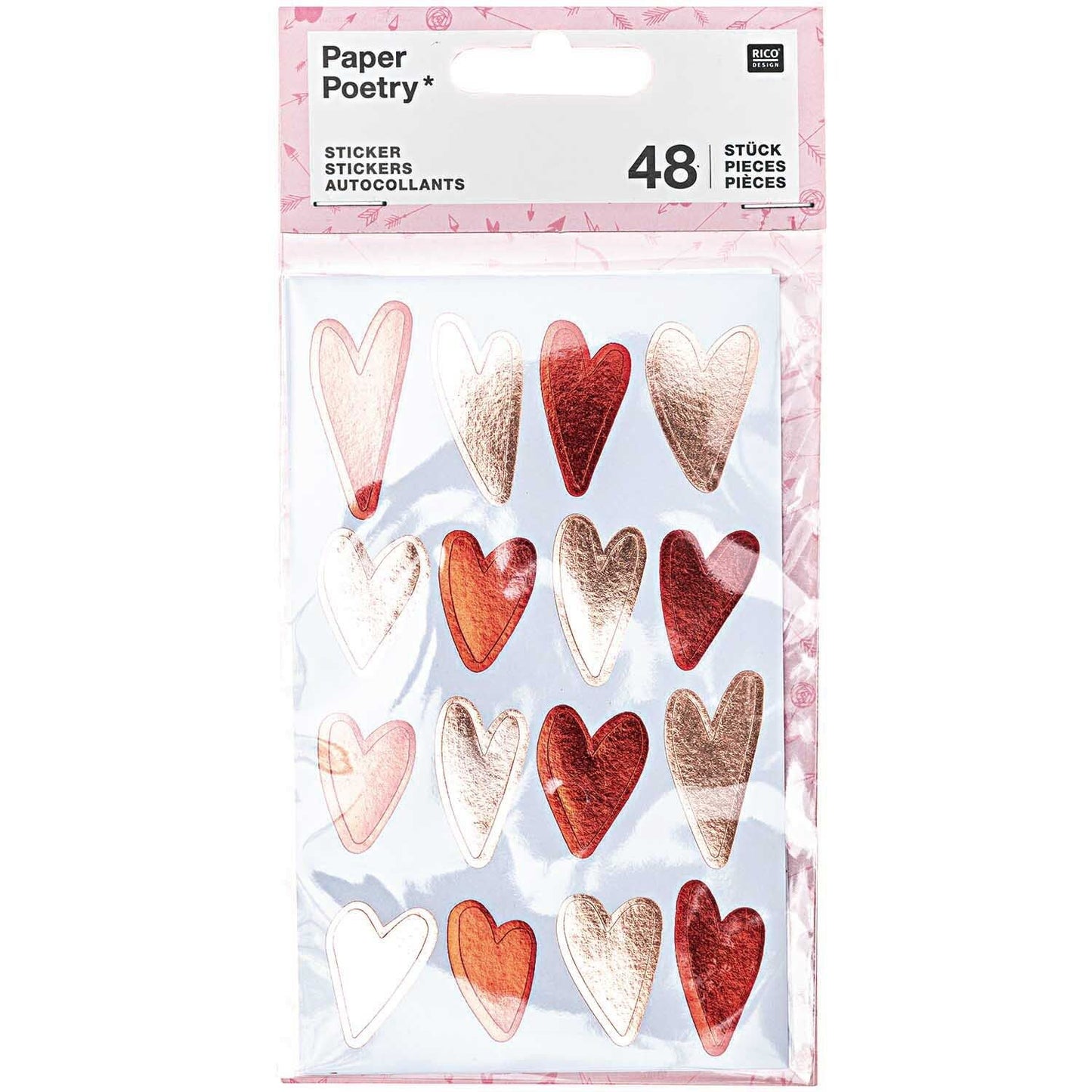 Paper Poetry Sticker It must be love Herzen rosa-rot